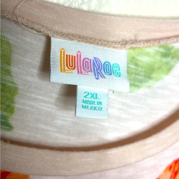 LulaRoe Orange Floral Short Sleeve Top - Picture 4 of 4